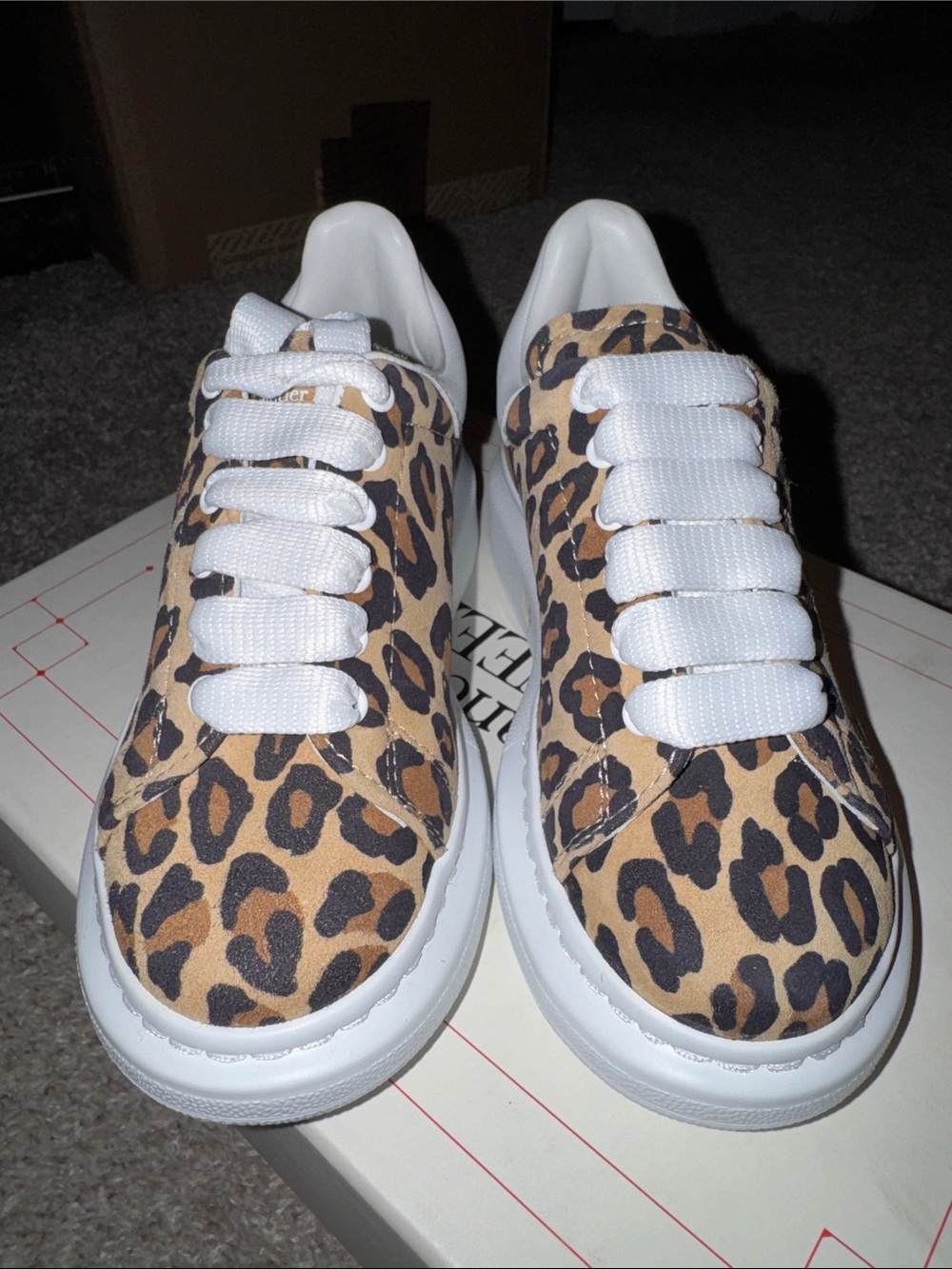 Alexander McQueen Kids Leopard Print Sneakers with White Soles